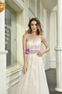 Light Champagne Tulle Lace Appliques One Shoulder Beach Wedding Dress