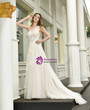 Light Champagne Tulle Lace Appliques One Shoulder Beach Wedding Dress