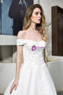 Beautiful White Tulle Lace Appliques Off the Shoulder Beading Wedding Dress With Train