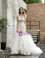 Plain Chamapgne Tulle Lace Appliques V-neck Beading Wedding Dress
