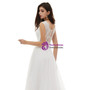 Wonderful White Tulle Scoop Neck Lace Appliques Beading Beach Wedding Dress
