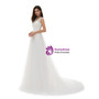 Wonderful White Tulle Scoop Neck Lace Appliques Beading Beach Wedding Dress
