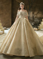 Luxury Tulle Embroidery Off the Shoulder Beading Sequins Wedding Dress