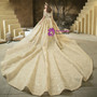 Luxury Tulle Embroidery Off the Shoulder Beading Sequins Wedding Dress