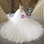 Impressive Tulle Off the Shoulder Pleats Beading Wedding Dress With Train