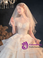 Fairy Tale Tulle Short Sleeve Backless Beading Sequins Wedding Dress With Long Train