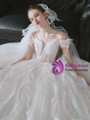 Exciting White Tulle Beading Corset Illusion Wedding Dress 