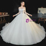 Dramatic Ivory White Long Sleeve Backless Tulle Beading Wedding Dress