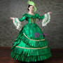 Green Ball Gown Satin Puff Sleeve Costume Masquerade Dress