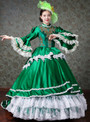 Green Ball Gown Satin Lace Antonietta Party Costume Dress