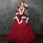 Red Puff Long Sleeve Lace Costume Masquerade Dress