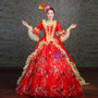 Red Tulle Appliques Drama Show Ball Gowns Party Costume Dress