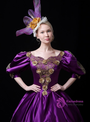 Purple Satin Half Sleeve Lace Appliques Antonietta Dress