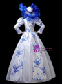 White Blue And White Porcelain High Neck Costume Masquerade Dress