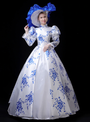 White Blue And White Porcelain High Neck Costume Masquerade Dress