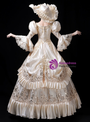 Beige Ball Gown White Satin Sequins Maria Antonietta Vintage Gown