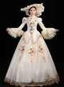 Champagne Tulle Long Sleeve Baroque Party Costume Dress