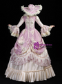Champagne and Purple Satin Long Sleeve Baroque Victorian Dress