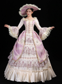 Champagne and Purple Satin Long Sleeve Baroque Victorian Dress