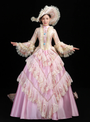 Pink And Champagne Satin Lace Flower Victorian Costume Dress