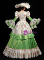 Green Ball Gown Satin Lace Print Antonietta Party Costume Dress