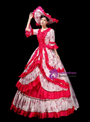 Fuchsia Half Sleeve Print 3/4 Sleeve Victorian Costume Dress