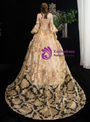 Gold Long Sleeve Embroidery Bow Maria Antonietta Vintage Dress