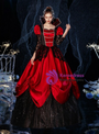 Burgundy Satin Black Sequins Long Sleeve Halloween Drama Show Dress