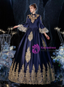 Navy Blue  Ball Gown Satin Appliques Antonietta Rococo Victorian Dress