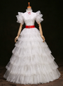 Fancy White Tulle Lace High Neck Maria Antonietta Vintage Dress