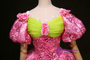 Pink Green Tulle Sequins Puff Sleeve Rococo Baroque Vintage Dress
