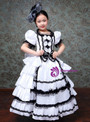Girl White Short Sleeve Bow Rococo Baroque Vintage Gown Dress