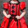 Red Satin Short Sleeve Bow Drama Show Masquerade Dress
