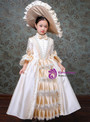 Champagne Satin Puff Sleeve High Neck Rococo Baroque Dress