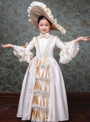 Champagne Satin Puff Sleeve High Neck Rococo Baroque Dress