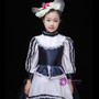 Navy Blue Satin Long Sleeve Dress Rococo Baroque Party Vintage Dress