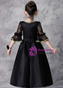 Cute Black Satin Lace Short Sleeve Antonietta Victorian Vintage Dress