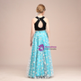 Black Blue Tulle Two Piece Halter Backless Flower Girl Dress