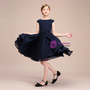 Navy Blue Scoop Chiffon Cap Sleeve Short Flower Girl Dress