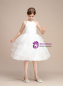 White Halter Tulle Knee Length Flower Girl Dress Princess Dress