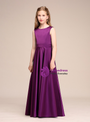 New Grape Purple Satin Backless Sleeveless Flower Girl Dress