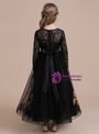 Black Tulle Long Sleeve Appliques Sequins Flower Girl Dress