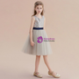 Simple Gray Sequins Tulle Flower Girl Dress With Sash