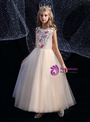 Fashion Champagne Tulle Pink 3D Flower Flower Girl Dress