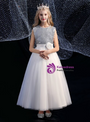 Cheap Silver Sequins White Tulle Flower Girl Dress
