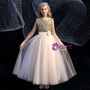 Trendy Champagne Tulle Gold Sequins Flower Girl Dress 