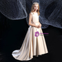 Casual Champagne Satin Flower Girl Dress With Bow