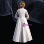 Beautiful White Satin Lace Long Sleeve Flower Girl Dress