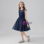 Navy Blue Tulle Sequins Knee Length Flower Girl Dress