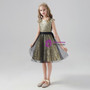 Gold Sequins Black Tulle Knee Length Flower Girl Dress With Bow